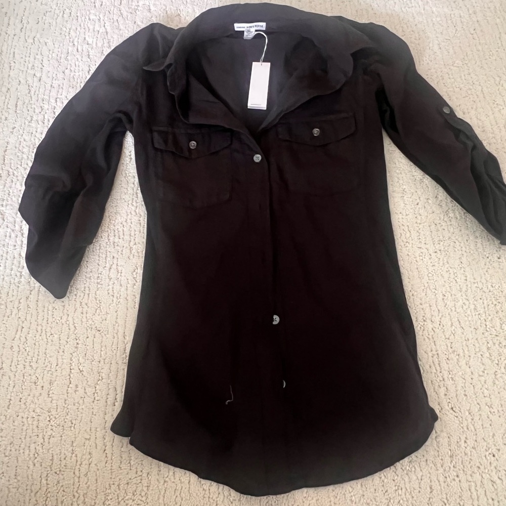 James Perse Black Button-Up Women's Top - Picture 4 of 5
